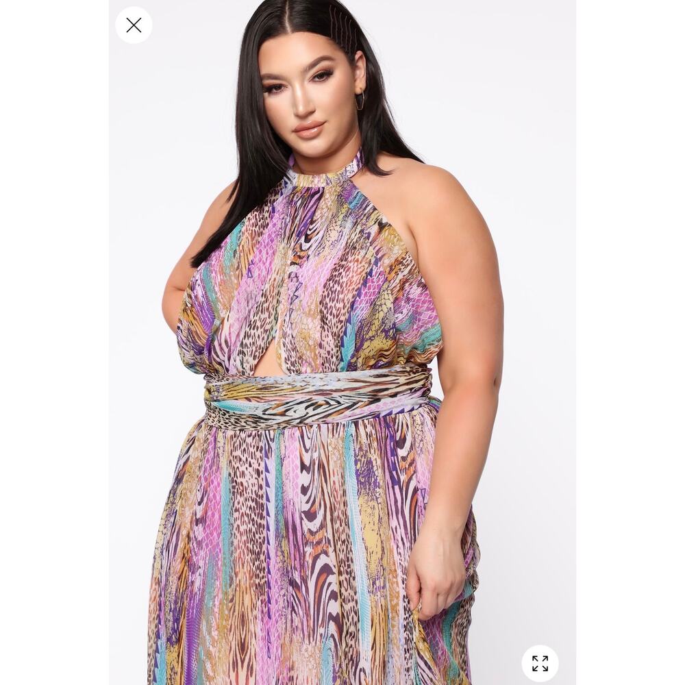 Fashion Nova Infinite Love Halter Neck Front Split Maxi Dress Size 1X NWT Purple - Picture 8 of 8